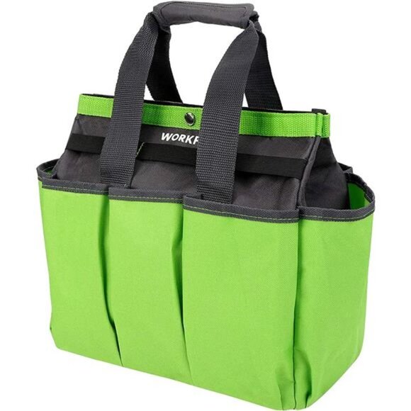 WORKPRO Garden Tool Bag, Garden Tote Storage Bag with 8 Pockets, 12" x 12" x 6" - Picture 2 of 6